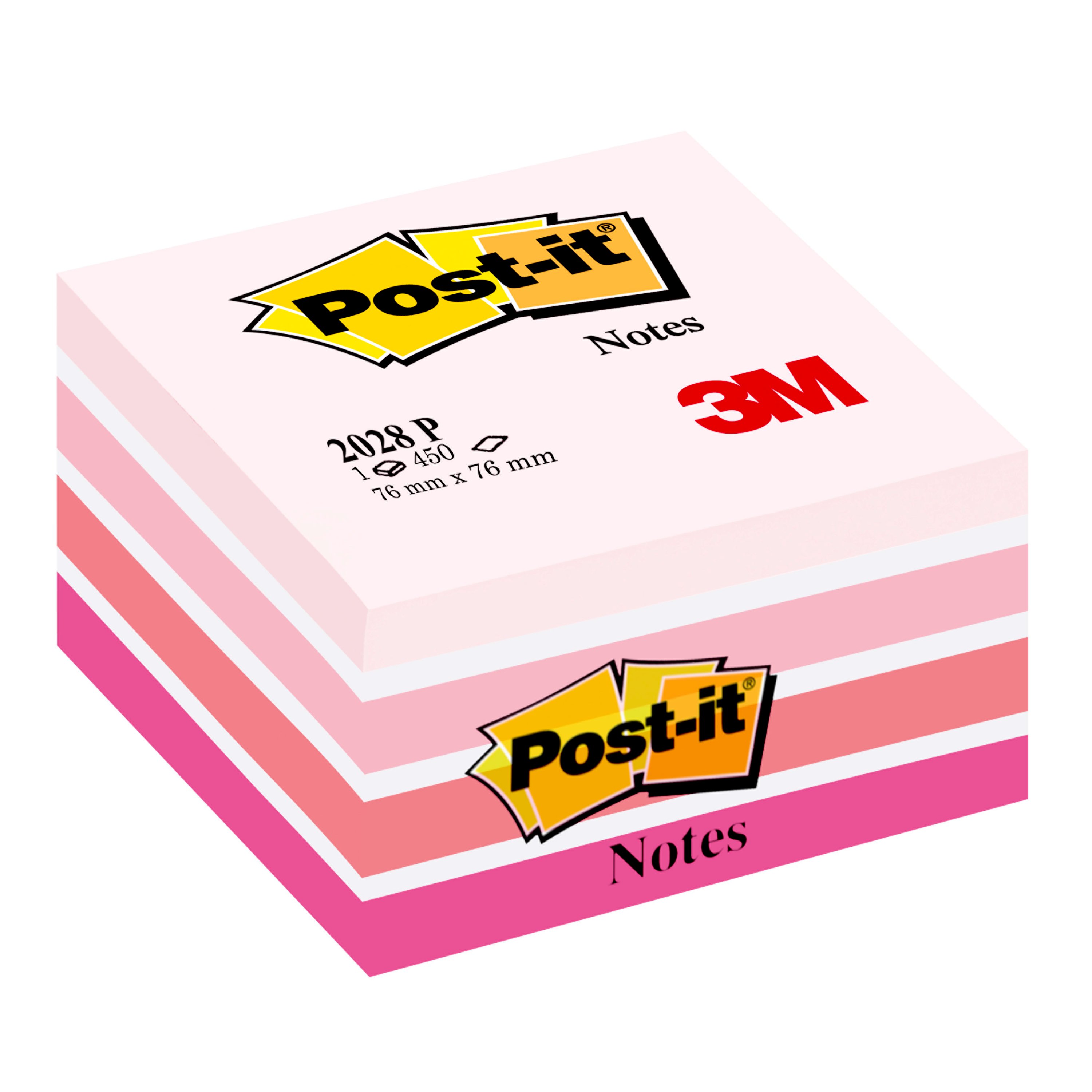 Cubo notas adhesivas POST-IT 76x76 rosa pastel 2028-P