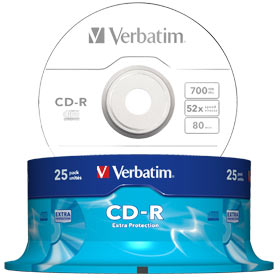 CD-R VERBATIM 700MB 52x 80 Bobina 25