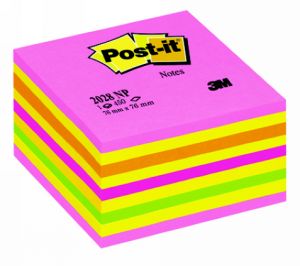 Cubo notas adhesivas POST-IT 76x76 rosa neón 2028NP