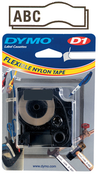 Cinta DYMO D1 nylon flexible 12x3,5 negro/blanco 16957