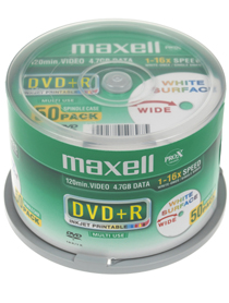 DVD+R printable MAXELL 4.7 Gb 4x Bobina 50 M179