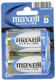 Pila alcalina MAXELL LR20 Tipo D 1,5V Blister 2