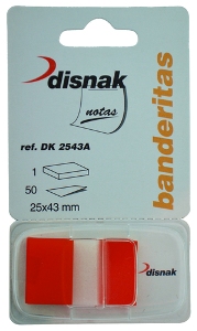 Banderitas adhesivas dispensador DISNAK 1´ rojo