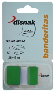 Banderitas adhesivas dispensador DISNAK 1´ verde