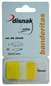 Banderitas adhesivas dispensador DISNAK 1´ amarillo