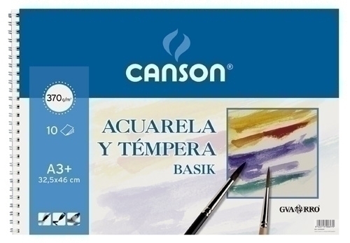 Bloc acuarela CANSON Basik 370g A3+ liso 10h C200400697