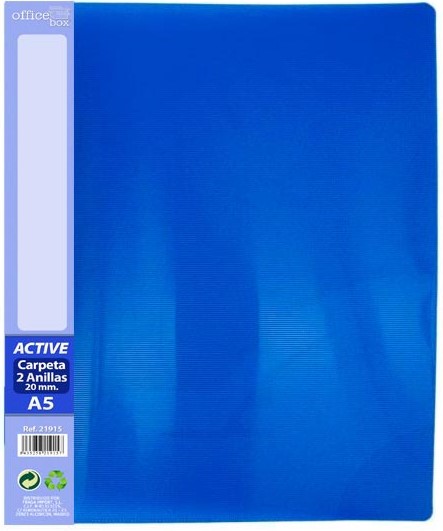 Carpeta 2 anillas 16mm OFFICE BOX PP A5 azul 219-A