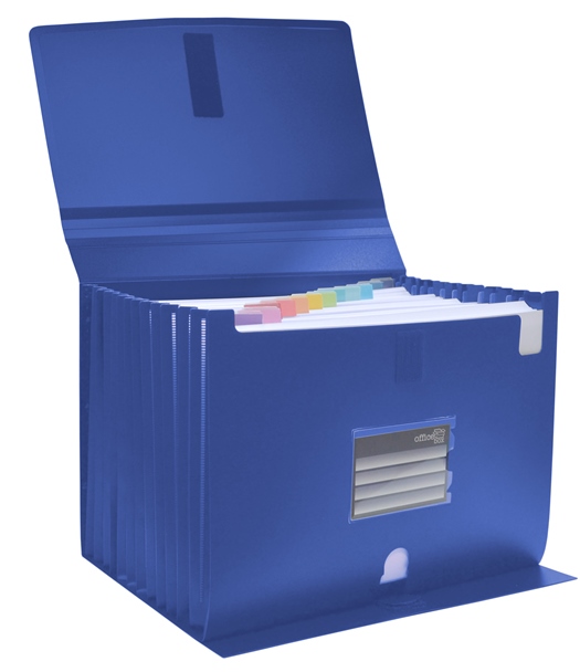 Organizador fuelle OFFICE BOX PP 12 Div A4+velcro azul 