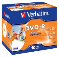 DVD-R printable VERBATIM 4.7 Gb Jewel Case 10