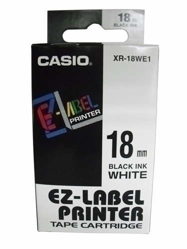 Cinta rotuladora CASIO 18mm x 8m negro/blanco XR-18WE1
