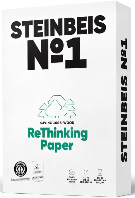 Papel reciclado STEINBEIS N1 A3 80g Paquete 500 hojas