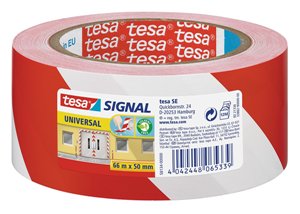 Cinta señalización TESA adhesivo rojo/blanco 66x50 