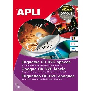 Etiqueta CD/DVD APLI 114Ø dorso opaco 100h 10166