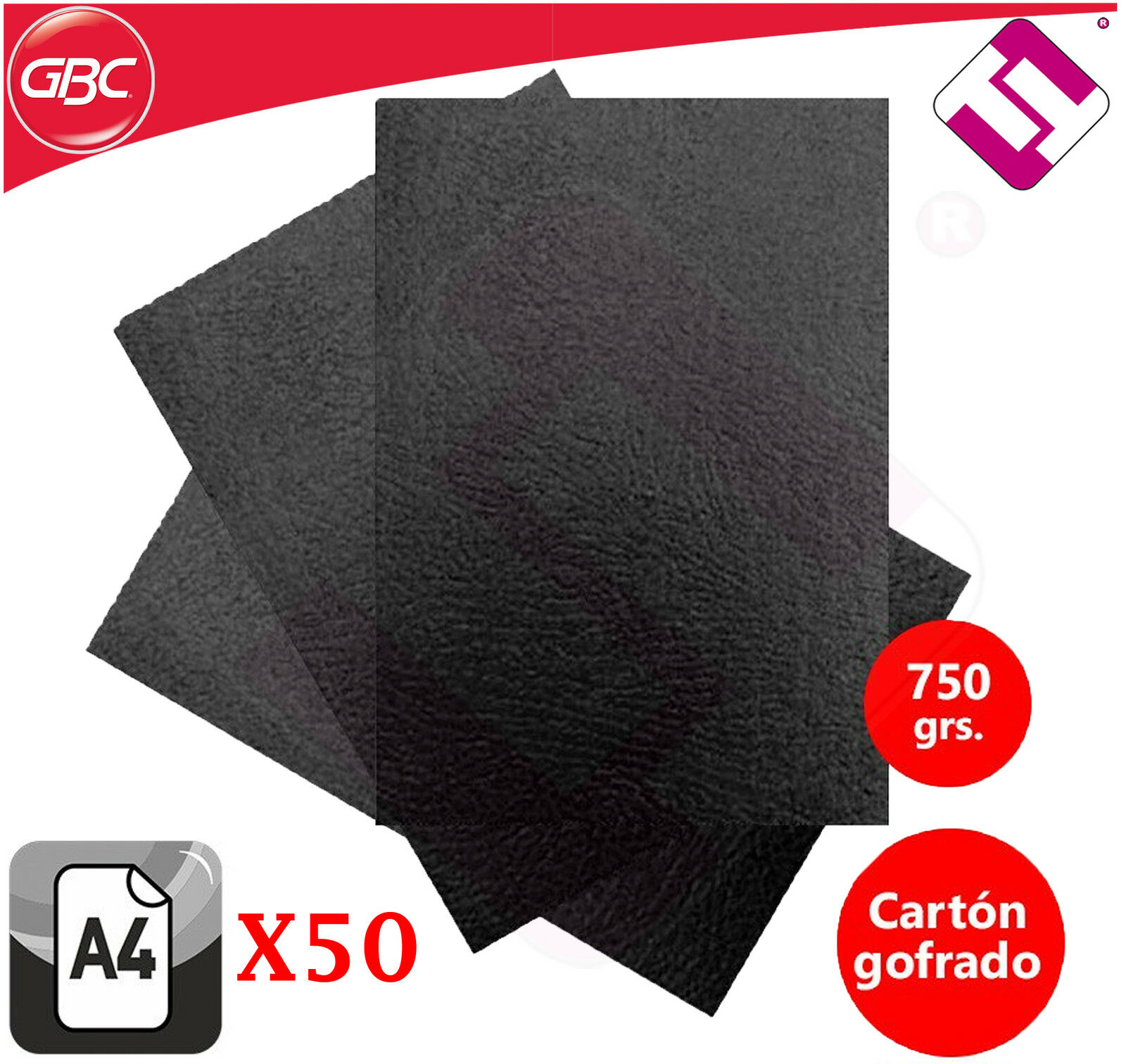 Portada GBC Ibiscolex simil piel 750g A3 negro Pack 50