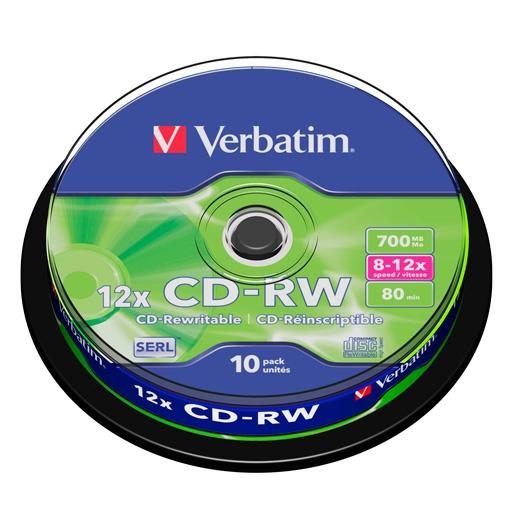 CD-RW VERBATIM 700MB 12x  80 Bobina 10 43480