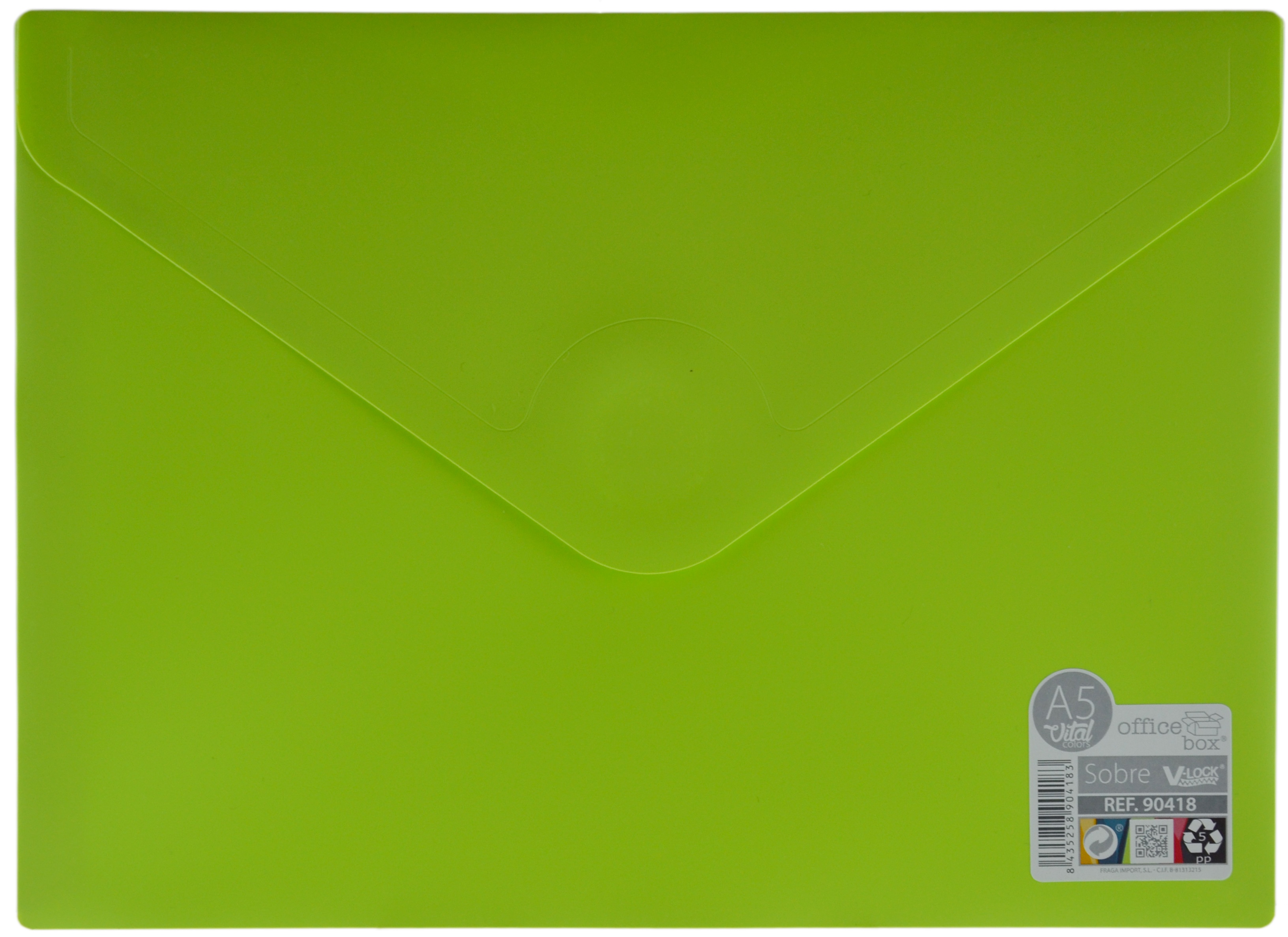 Sobre plstico OFFICE BOX velcro 1/4 verde 90418-V