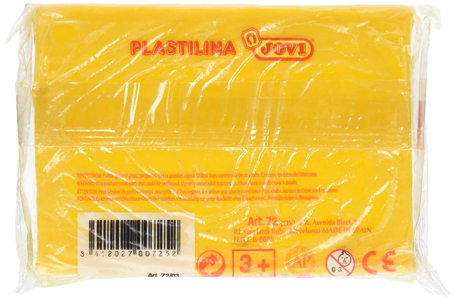 Plastilina JOVI 350gr amarillo oscuro 72/03
