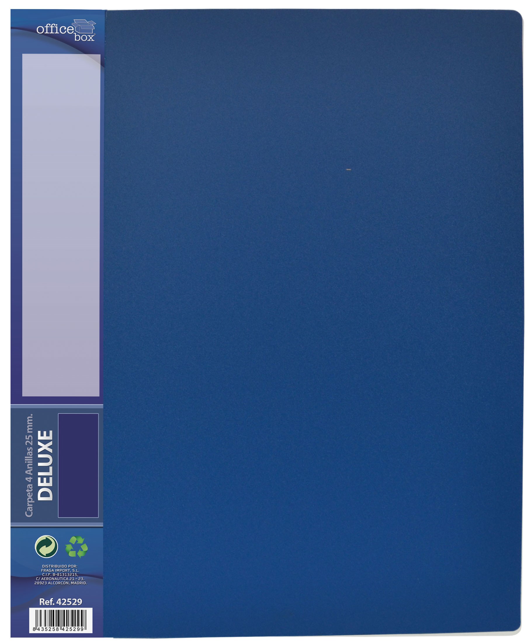 Carpeta 4 anillas 25mm OFFICE BOX De Luxe PP azul 42529
