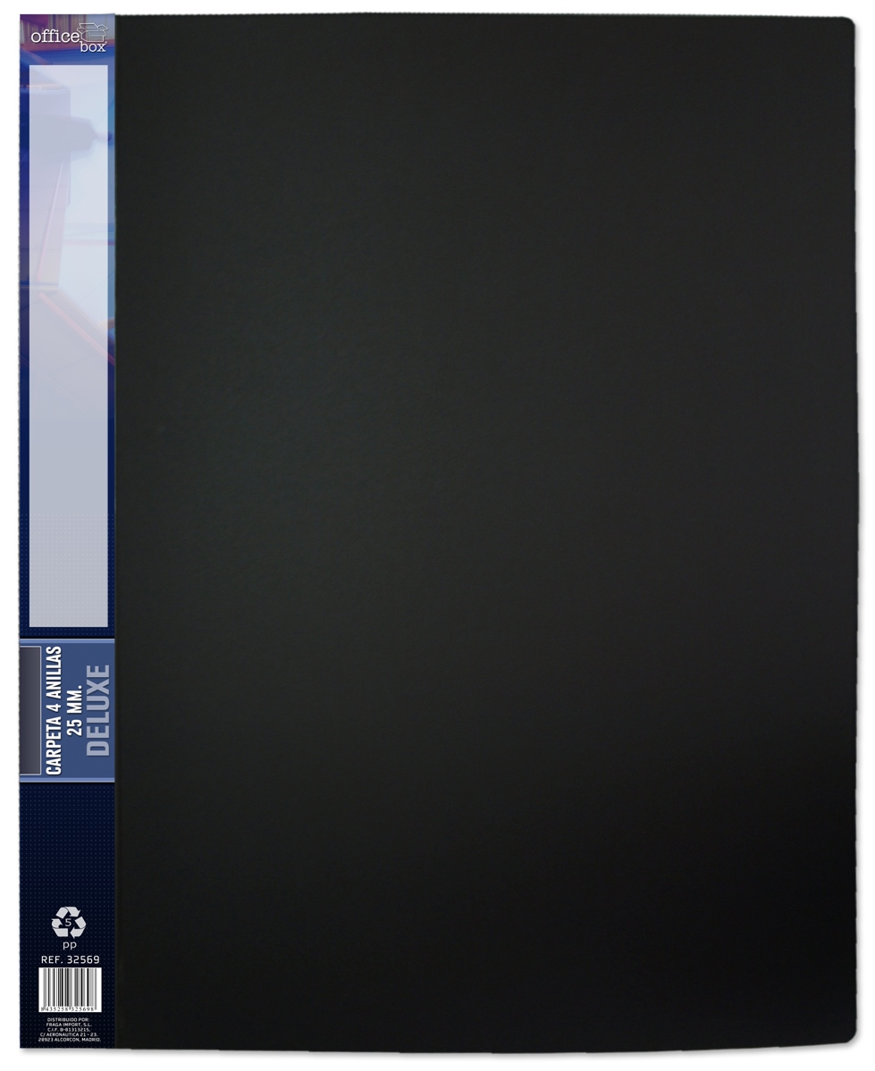 Carpeta 4 anillas 25mm OFFICE BOX De Luxe PP A3 negro
