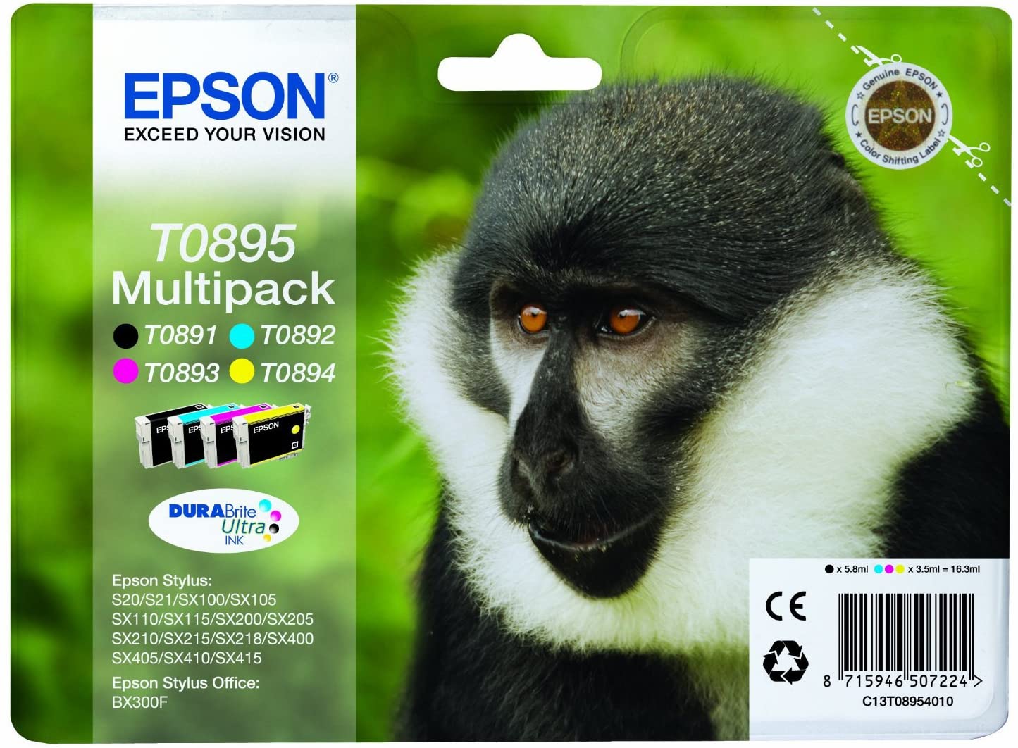 Tinta EPSON T0895 Pack negro+color 170 pginas