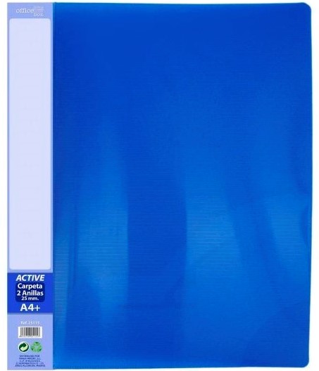 Carpeta 2 anillas 25mm OFFICE BOX PP A4+ azul 251-A