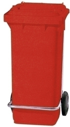 Contenedor profesional 120L ruedas/pedal rojo