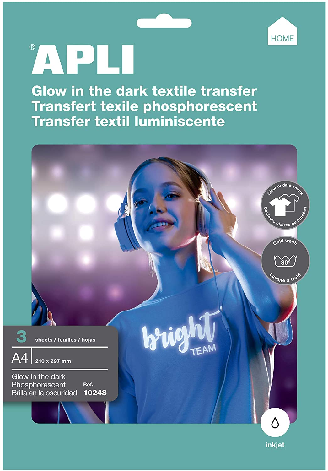 Papel transfer APLI A4 brillo oscuridad Pack 3h 10248