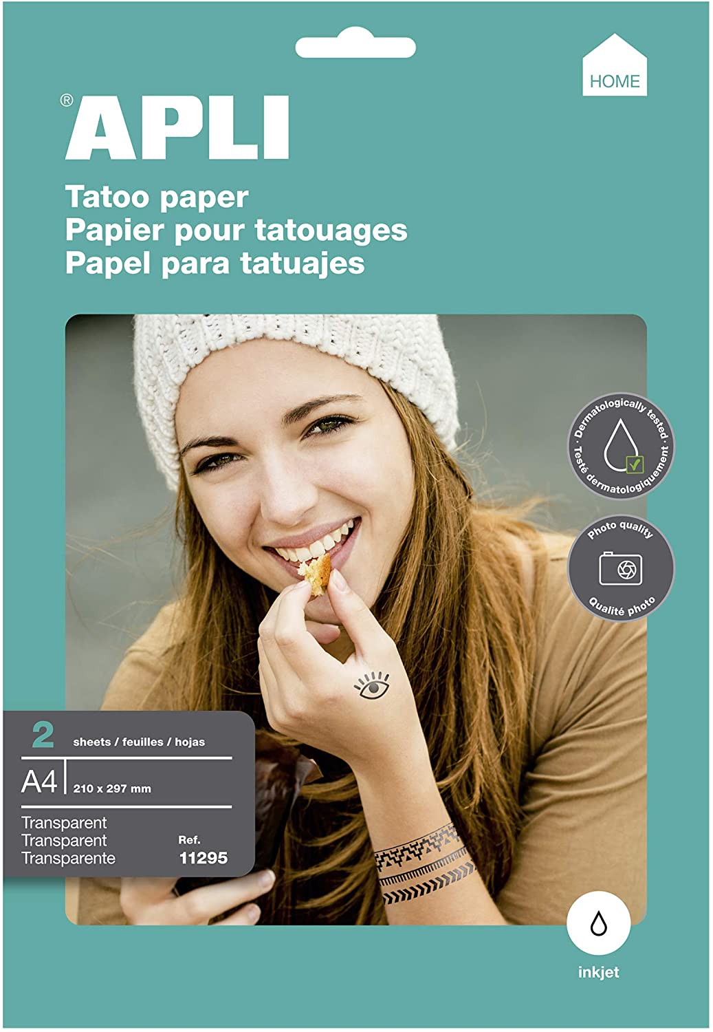 Papel tatuajes APLI Inkjet A4 2 Hojas 11295