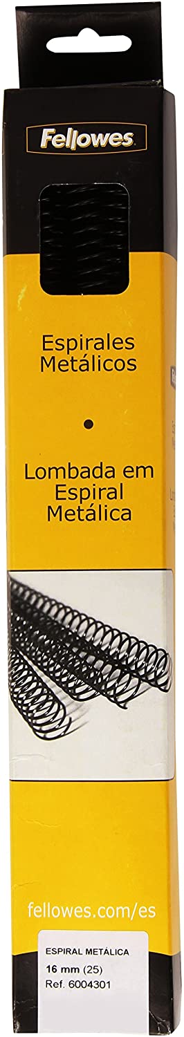 Espiral metlico FELLOWES 12mm negro 5:1 80h Caja 25