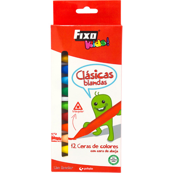 Ceras FIXO Kids clsica blanda Caja 12 colores 