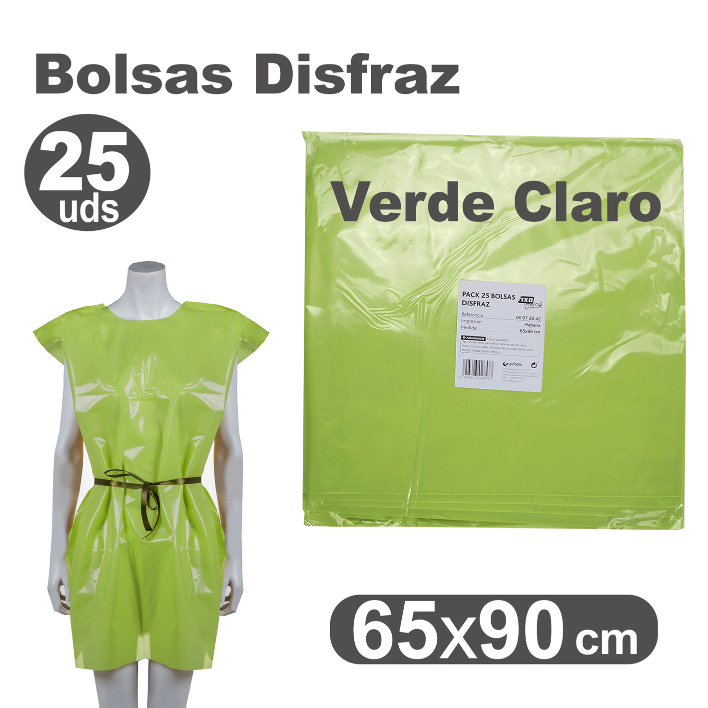 Bolsa disfraz NIEFENVER 65x90cm verde claro Pack 25