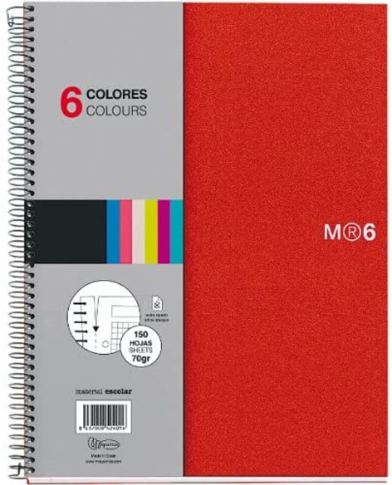 Cuaderno NOTEBOOK 6 Basic PP A4 5x5 150h rojo 2825