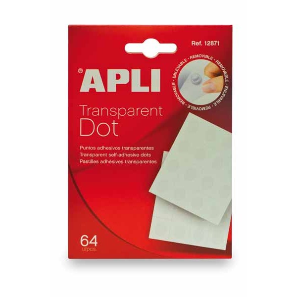 Puntos adhesivos transparentes APLI Dot Caja 64 12871