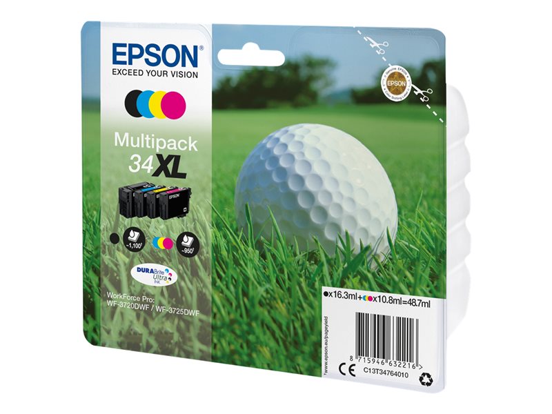 Tinta EPSON 34XL Pack negro+color C13T34764010