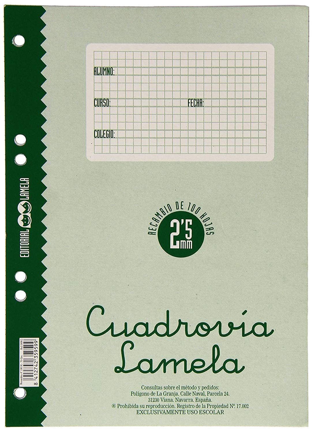 Recambio LAMELA A5 Cuadrovia 2,5mm 100h 08002
