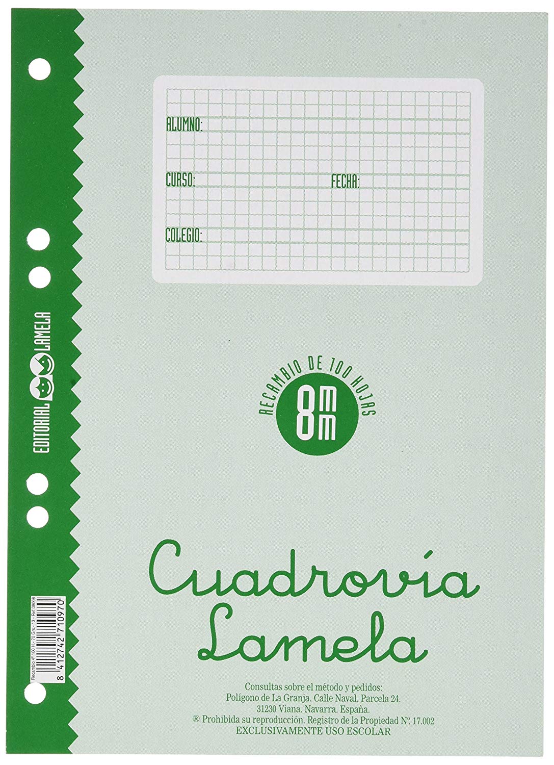 Recambio LAMELA A5 Cuadrovia 8mm 100h 08008