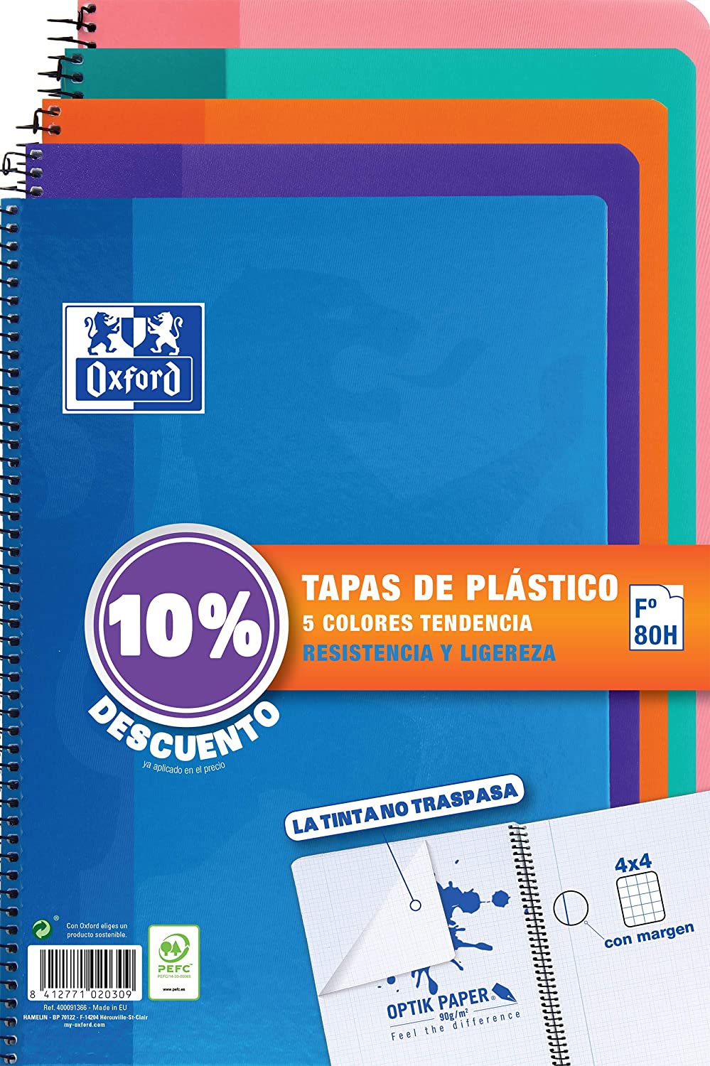 Cuaderno OXFORD School T.PP F 4x4 c/mTendencia Pack 5 