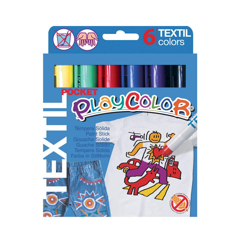 Tmpera slida PLAYCOLOR Textil Pocket 5g Caja 6 10501