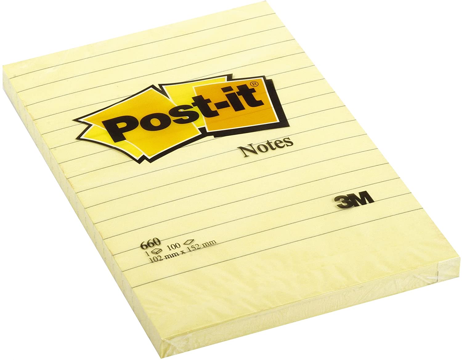 Notas adhesivas POST-IT 102x152 rayado amarillo 660