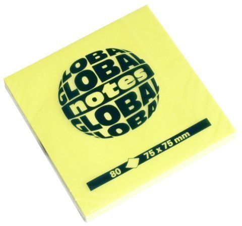 Notas adhesivas GLOBAL NOTES 75x75 80h amarillo flúor