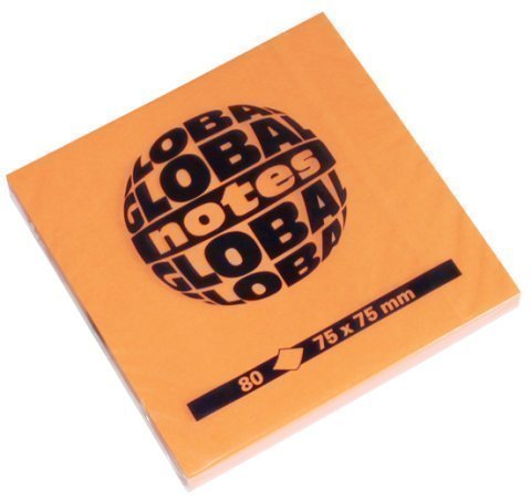 Notas adhesivas GLOBAL NOTES 75x75 80h naranja flúor