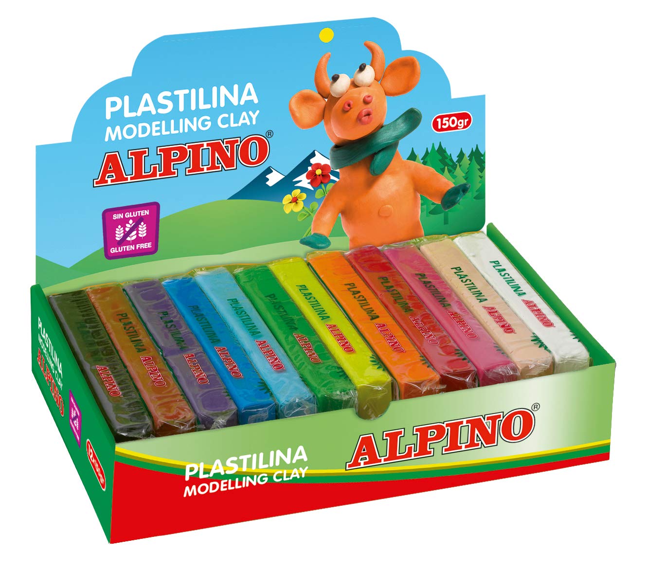 Plastilina ALPINO 150g  Caja 12 surtido DP000918