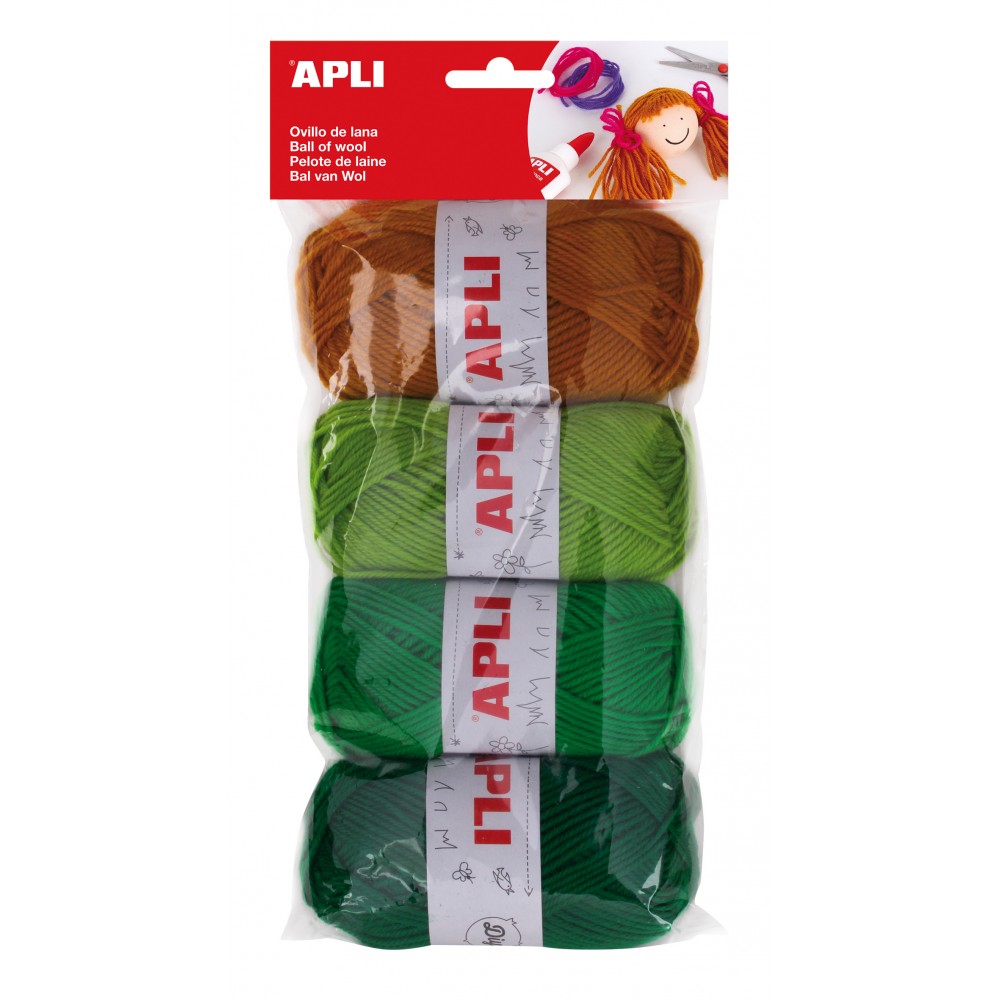 Ovillo lana APLI tonos verdes 50gr Pack 4 14090
