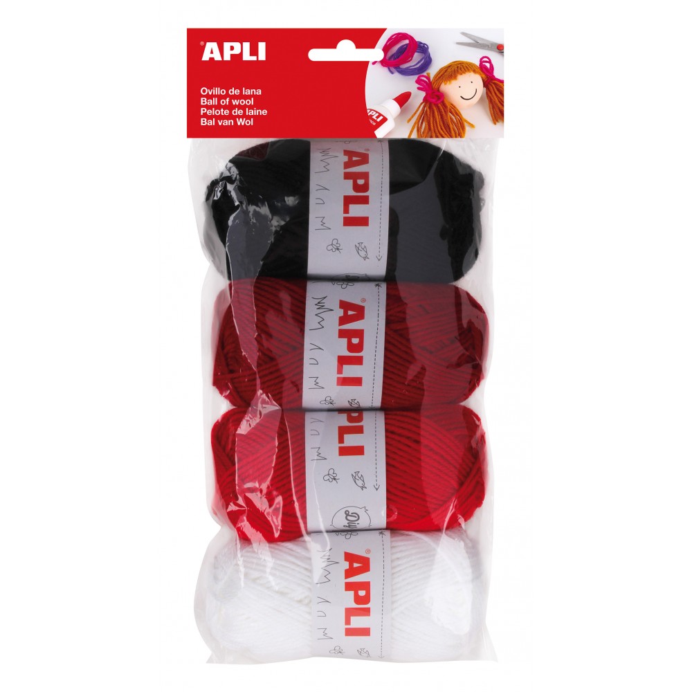 Ovillo lana APLI tonos rojos 50gr Pack 4 14091