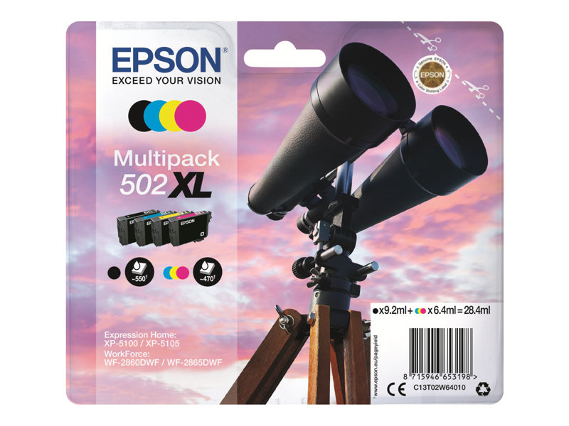 Tinta EPSON 502XL Pack negro+color C13T02W64010