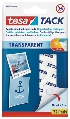 Puntos adhesivos TESA Tack transparentes Pack 72