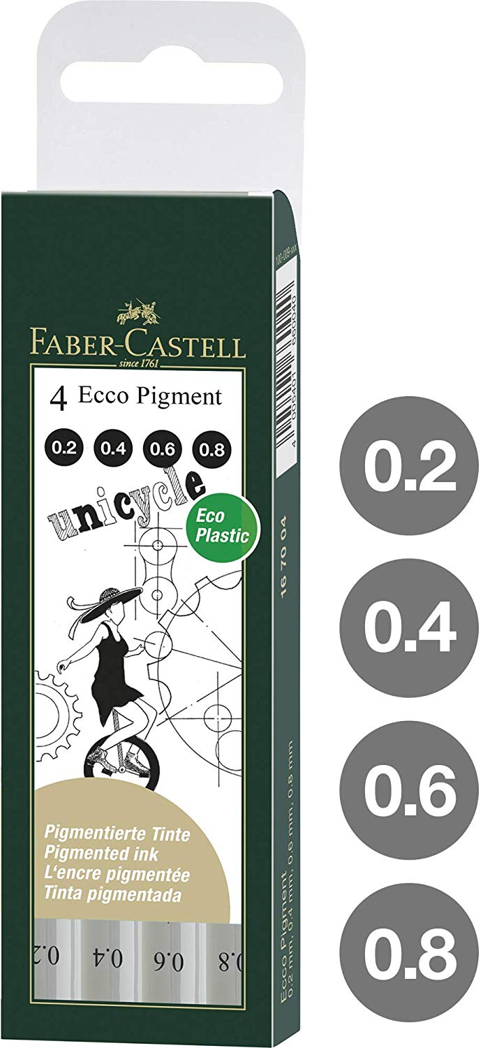 Rotulador calibrado FABER CASTELL Ecco Pigment Pack 4