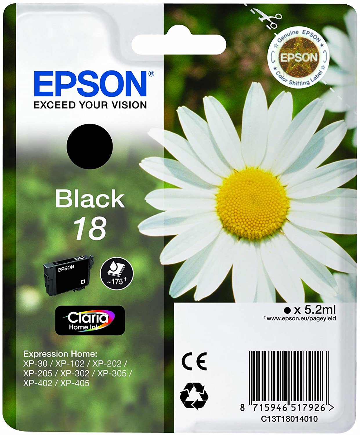 Tinta EPSON 18 negro C13T18014020 175 pginas
