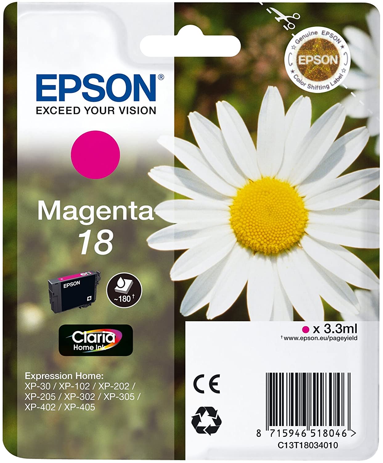 Tinta EPSON 18 magenta C13T18034012 180 pginas