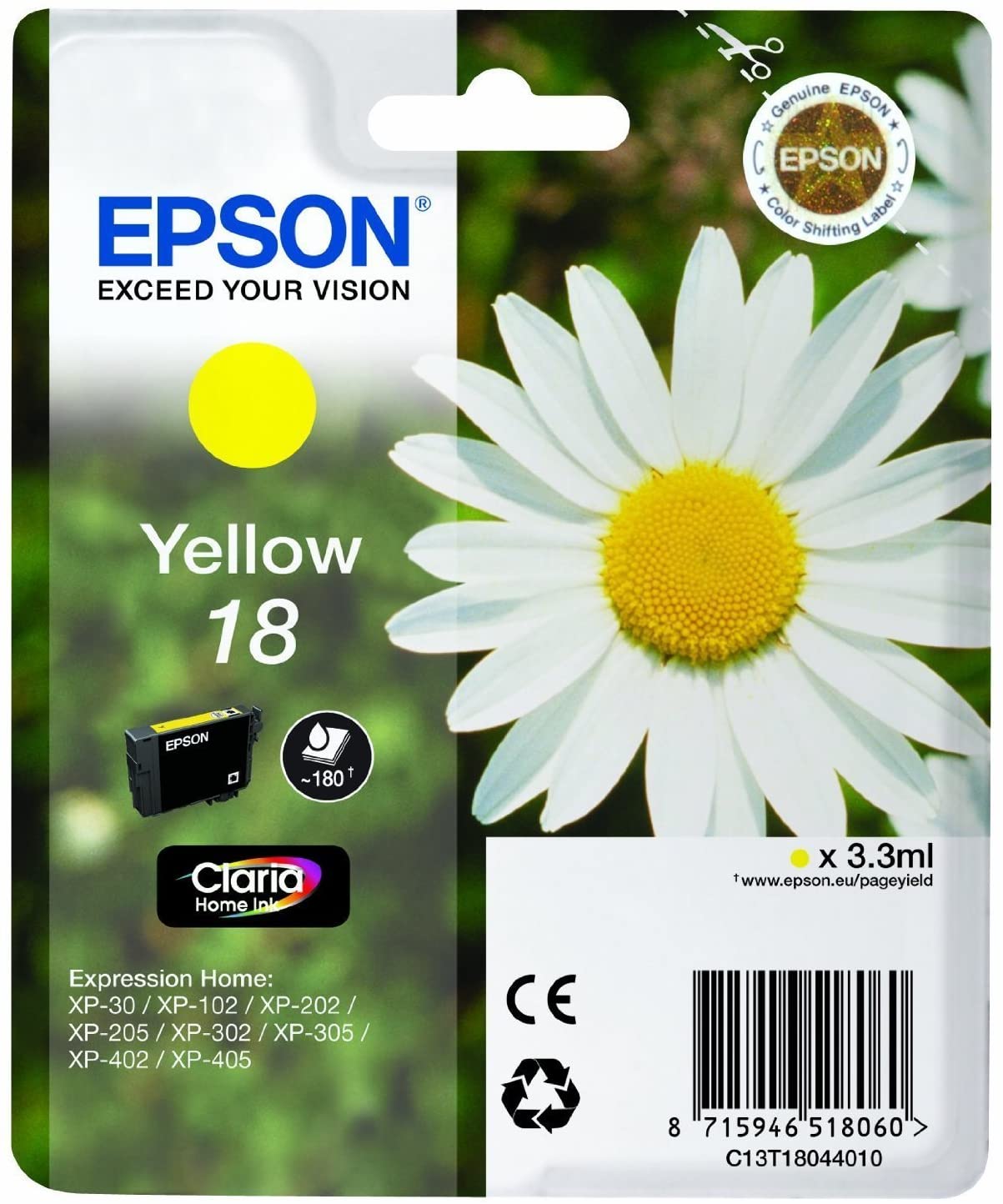 Tinta EPSON 18 amarillo C13T18044012 180 pginas